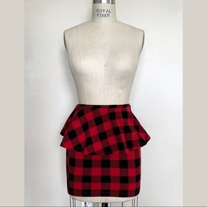❌SOLD Buffalo Plaid Peplum Pencil Skirt